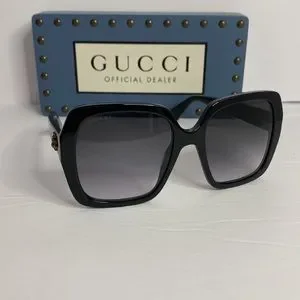 New Gucci GG0096S 001 54 Ladies Sunglasses New - ? OriginalGucci GG0096S 001 54 Black Square Sunglasses main image 2